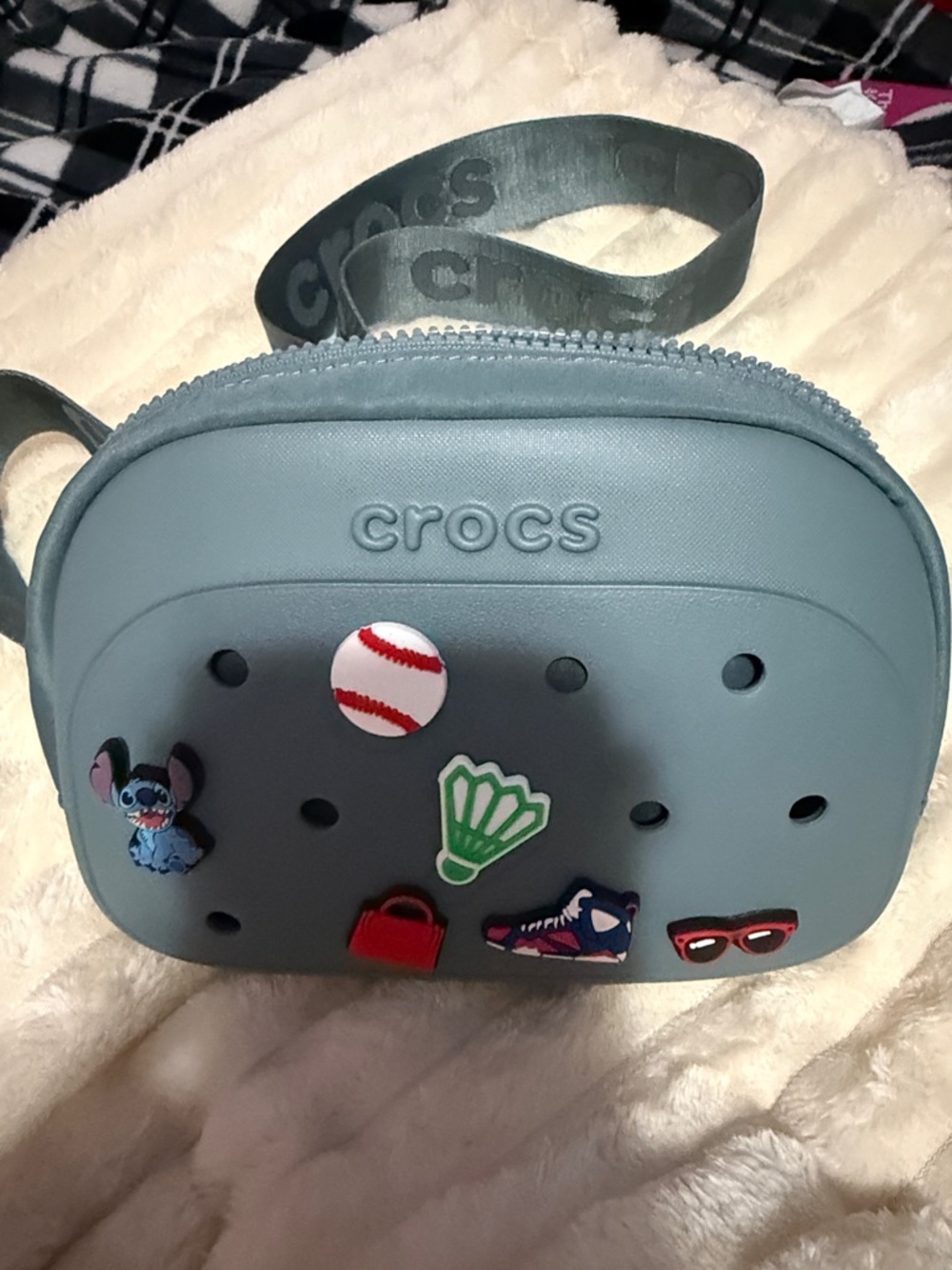 CROCS Light Blue Mini Crossbody with Jibbitz Accents